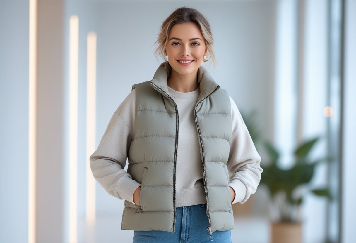 Sadan styler du din sweatshirt med lynlas og dunvest til enhver lejlighed